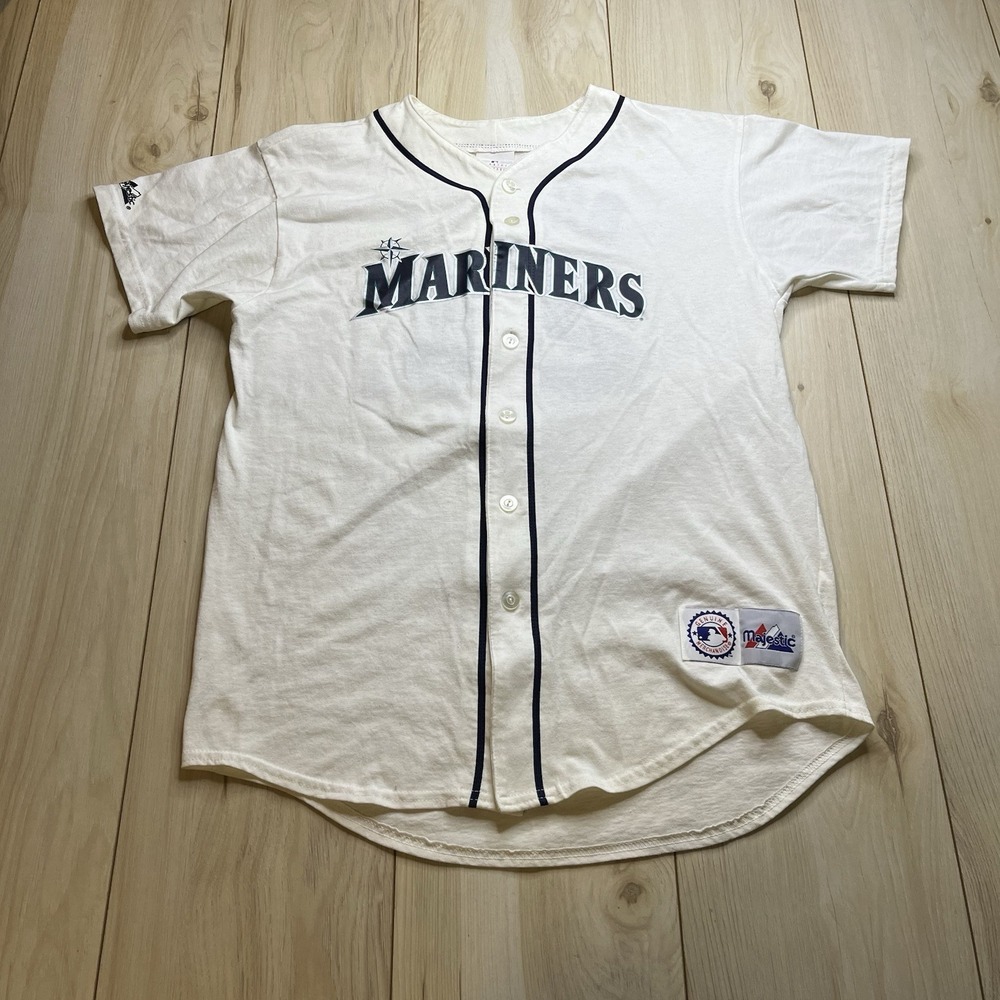 Seattle Mariners Vintage Majestic Jersey Button Up 24 Griffey White Mens Size XL - Picture 2 of 16
